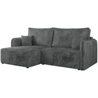 ECKSCHLAFSOFA MESTO L Dunkelgrau Cord - links - Dunkelgrau/Schwarz, Kunststoff/Textil (227/147cm) - MKS