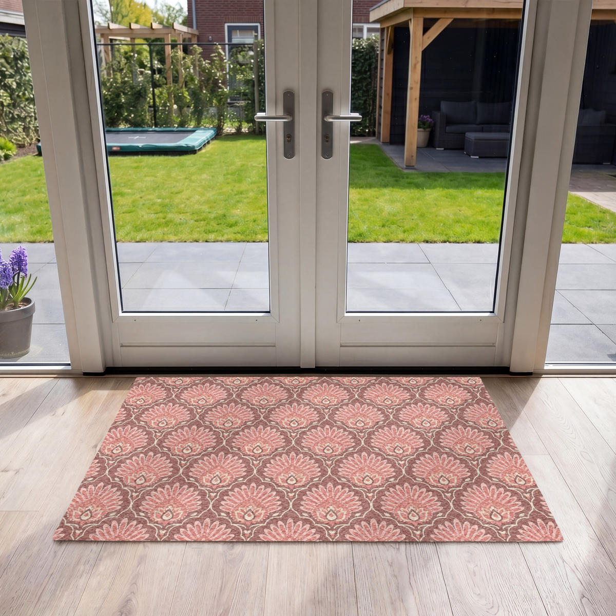 ROHOŽKA Motiv vějíře - vzor - růžová 120x80 cm - starorůžová, textil/umělá hmota (120/0.4cm) - MuchoWow