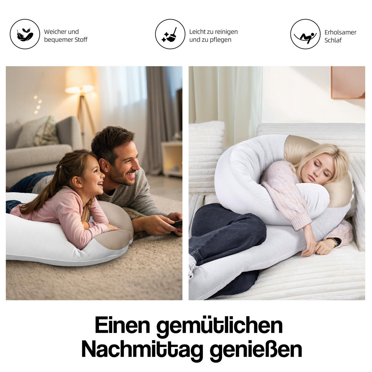 SEITENSCHLÄFERKISSEN Weiß - Weiß, Textil (68/132cm) - Vercart
