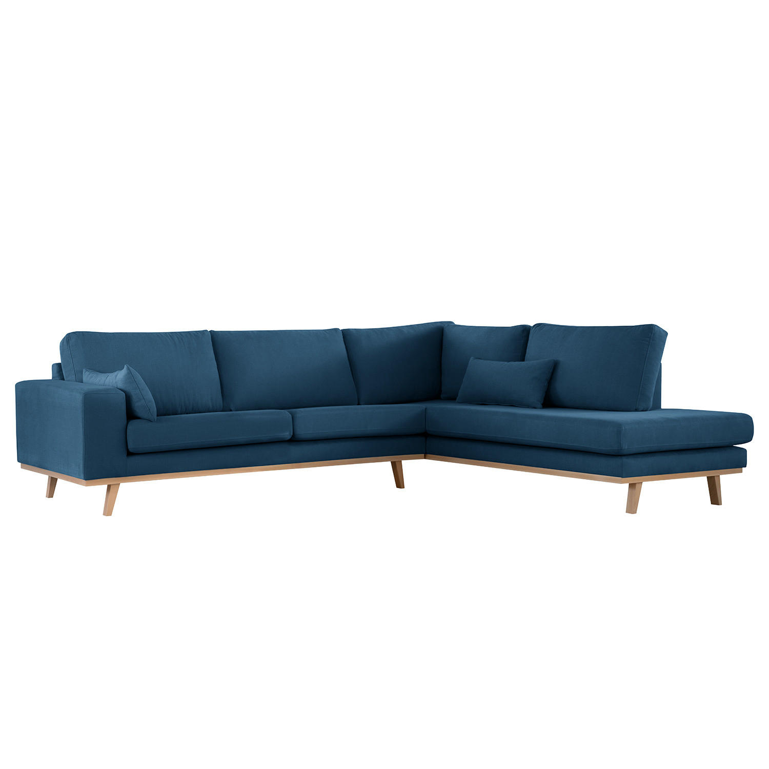 ECKSOFA mit Ottomane - Blau/Buchefarben, Textil (287/219cm) - home24