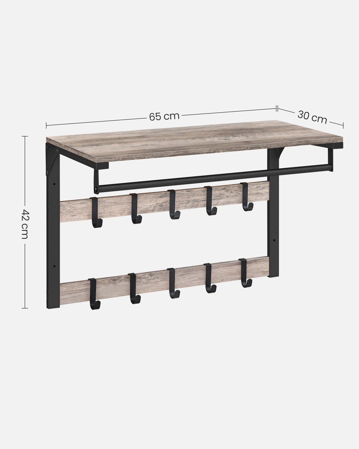 WANDGARDEROBE ANTANANARIVO - Schwarz, Holzwerkstoff (65/42/30cm) - Hansiro