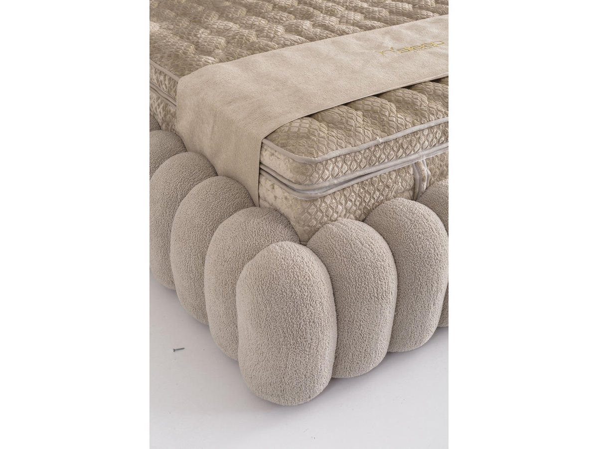 POLSTERBETT Marsel 120x200 Beige - Beige, Textil/Metall (120/200cm) - Villa Möbel