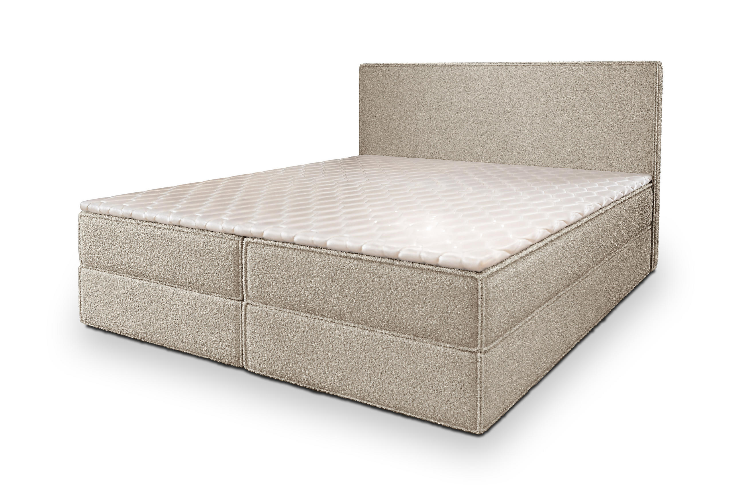 BOXBETT PELLIO 180x200 cm mit Matratze und Topper - Beige - Beige, Holz (180/200cm) - MASSENO