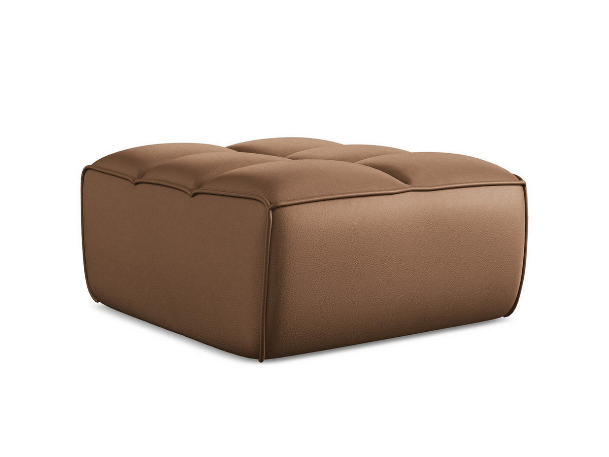 POUF Kunstleder Braun - Lila/Schwarz, Leder/Kunststoff (80/43/93cm) - Makamii