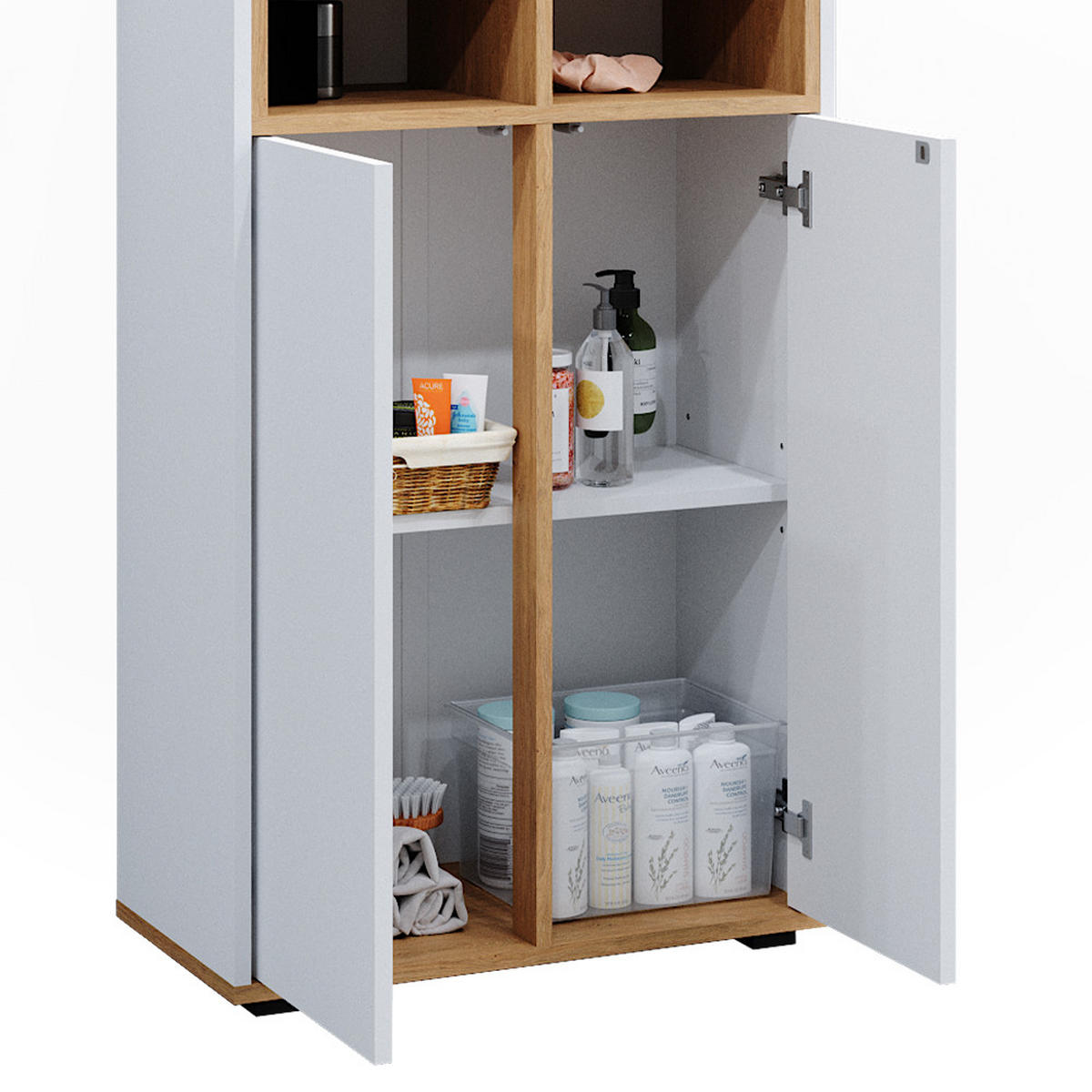 MIDISCHRANK Didi Weiß/Artisan 60 x 97 cm mit 2 Türen - Weiß, Holzwerkstoff (60/97/30cm) - Vicco