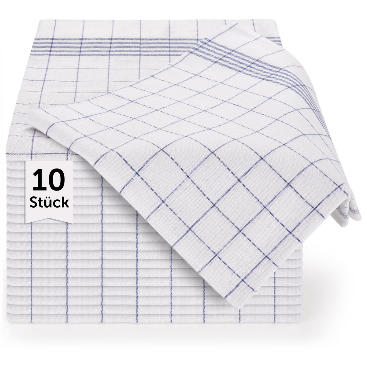 GESCHIRRTÜCHER 10er Set, 50/70 cm, 100% Baumwolle, kariert - Blau, Naturmaterialien (50/70cm) - Blumtal