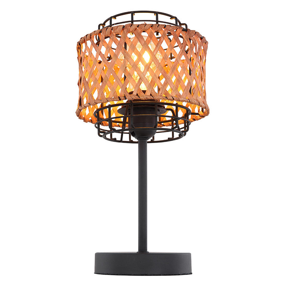LED TISCHLEUCHTE Bambusgeflecht Braun - Braun, Holz (17/17/32cm) - Globo Lighting