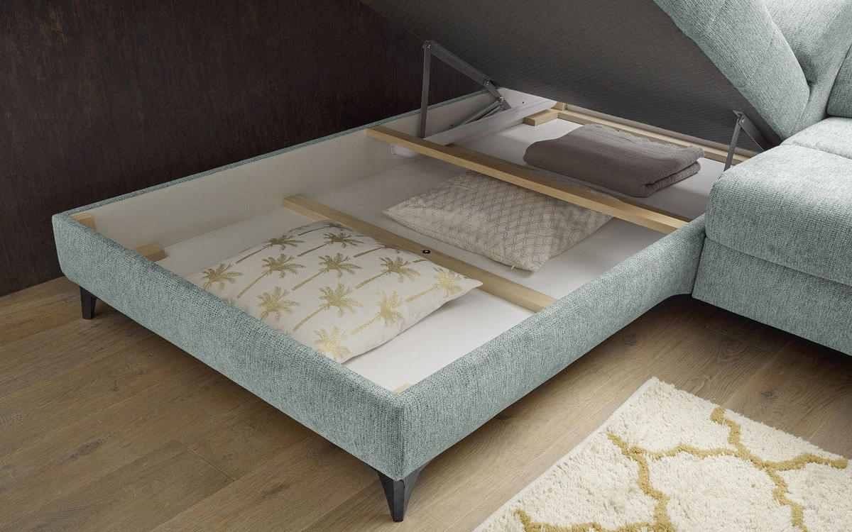 ECKSOFA mit elektrischer Wallaway-Funktion und vielseitigen Anpassungsmöglichkeiten - Blau, Textil (282/198cm) - ed exciting design