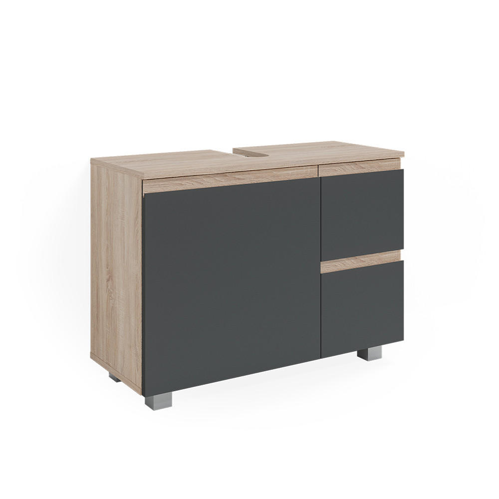 WASCHBECKENUNTERSCHRANK J-Shape Anthrazit 80 x 60.8 cm - Anthrazit, Holzwerkstoff (80/60.8/33cm) - Vicco