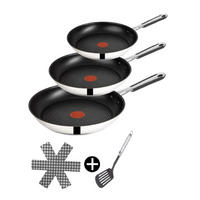 PFANNENSET J90933 5-tlg 20+24+28 cm Edelstahl Antihaft Induktion Silber - Silberfarben/Schwarz, Metall - Tefal