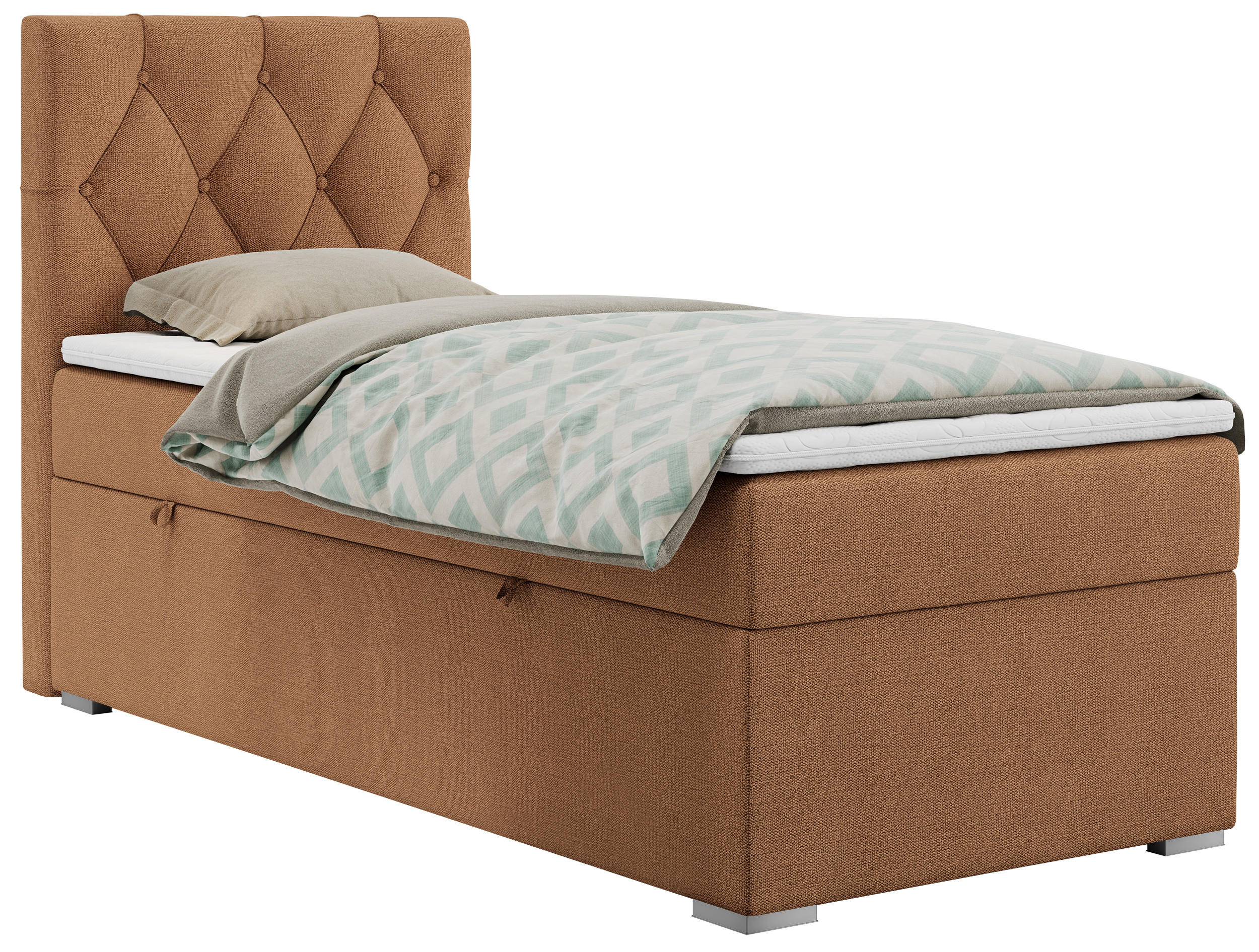 BOXBETT ALDA 90/200 Orange Struktur - H4 - Links Seite - Orange, Holz/Textil (90/200cm) - MKS
