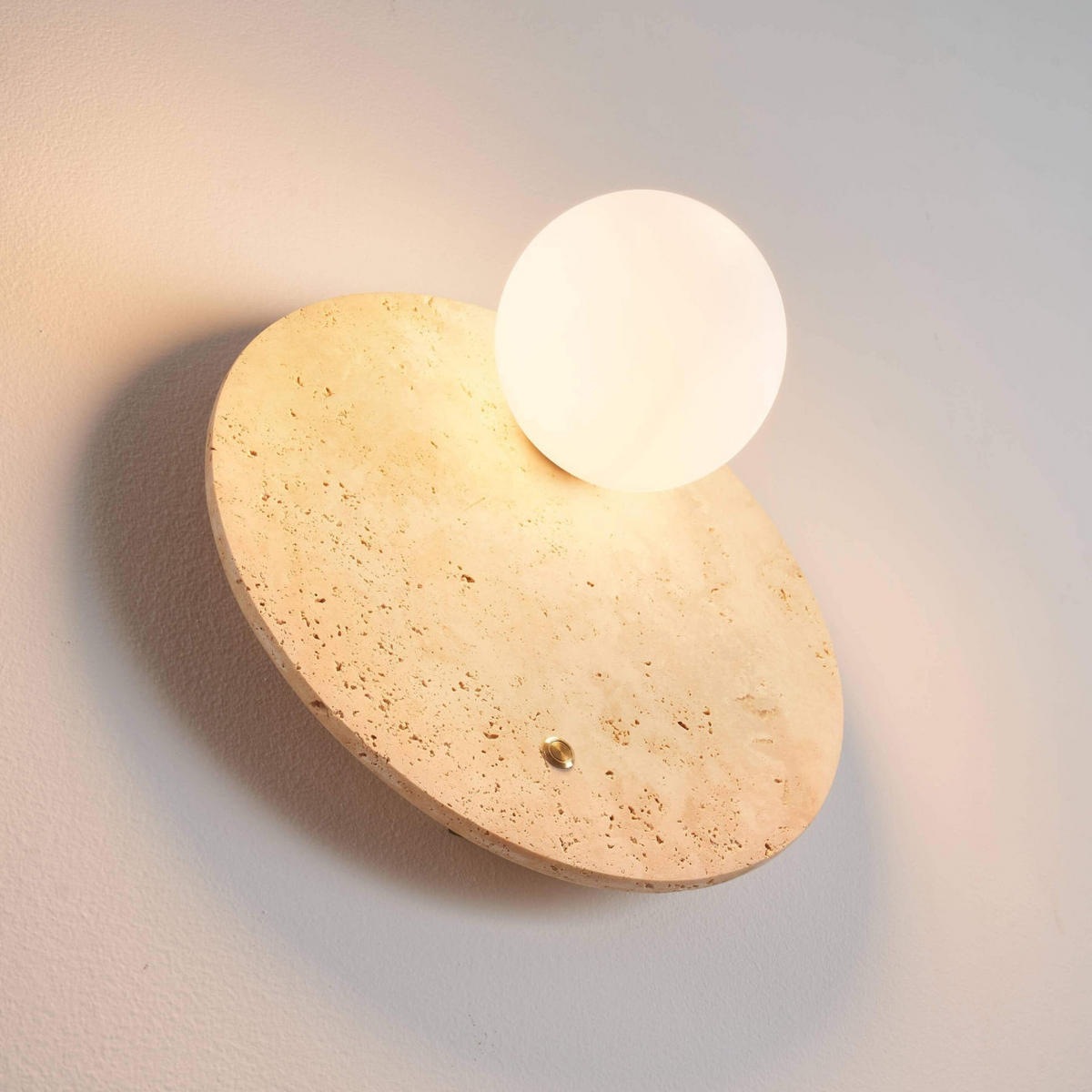 WANDLEUCHTE aus Travertin-Marmor und Glas - Oré - Beige, Glas (30/30/15.5cm) - KOSILUM