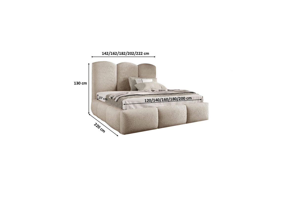 POLSTERBETT Mit Bettkasten, Bouclé-Stoff Baloo, Beige, 120x200 cm, BERO - Beige, Holz (120/200cm) - Kaiser Möbel