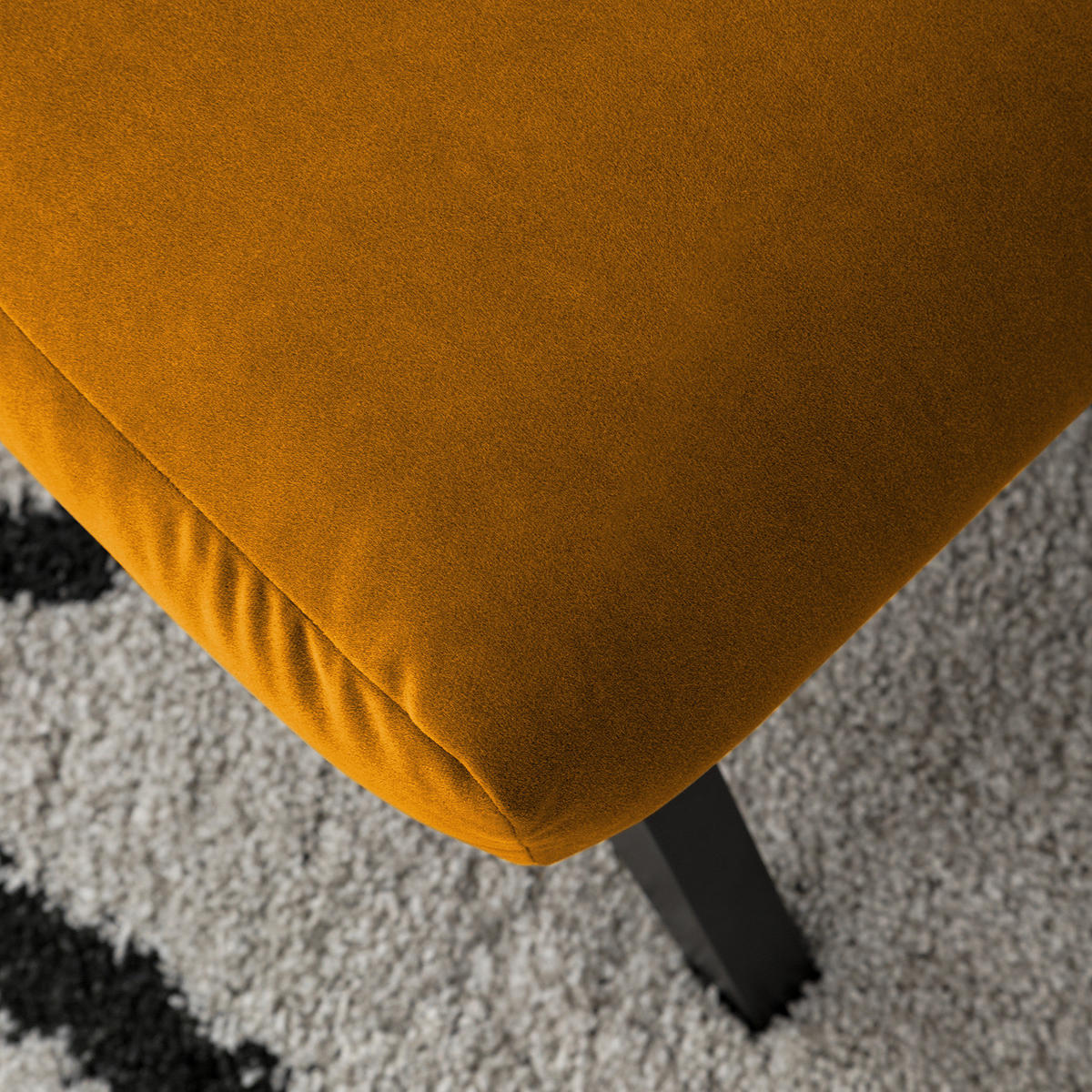 POLSTERHOCKER - Schwarz/Orange, Eichenholz/Textil (54/41/41cm) - home24