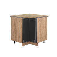 ECKUNTERSCHRANK Fame-Line Anthrazit Hochglanz 80.5 cm, AP Eiche - Honigeiche/Schwarz Hochglanz, Holzwerkstoff (80.5/82/60cm) - Vicco