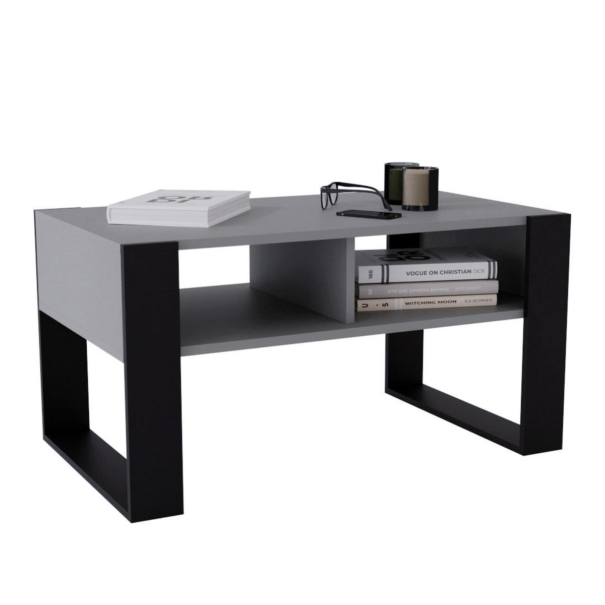 COUCHTISCH KORA 92 - Schwarz/Grau, Holz (53.6/92/45cm) - Mat-Haus