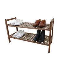 SCHUHREGAL Akazie - Hellbraun, Holz (69/41/26cm) - Relaxdays