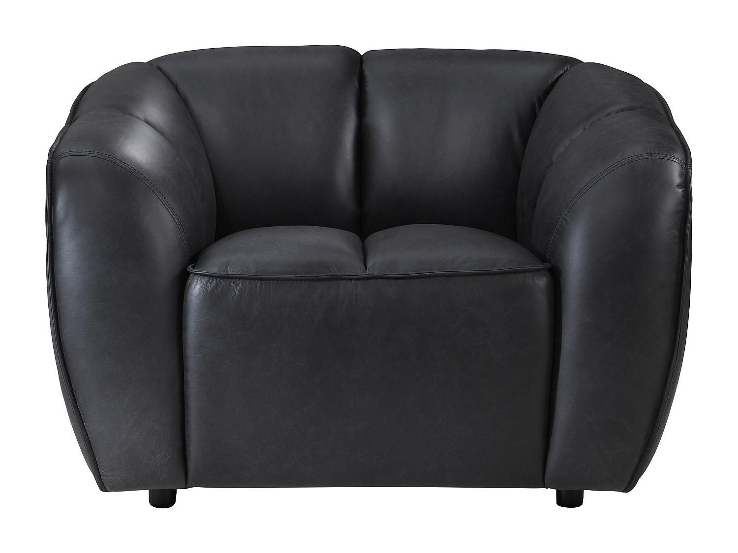 SESSEL mit gerader Rückenlehne - 1 Person - leder - schwarz Pradoni - Schwarz, Leder (111.5/77.5/90cm) - Vente-Unique