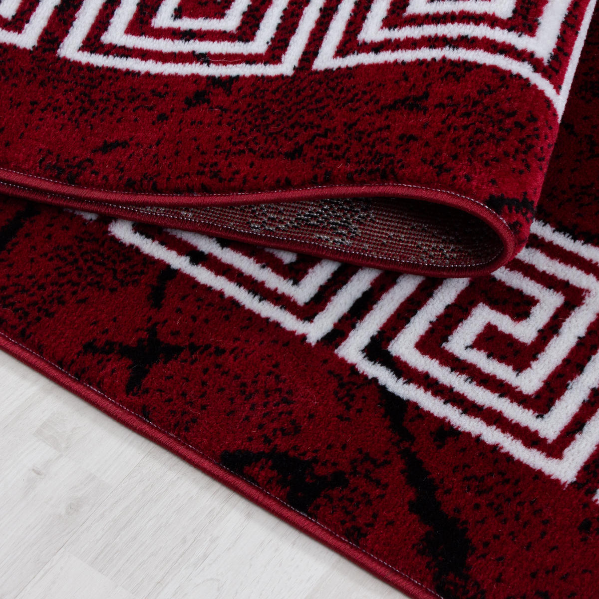 TEPPICH Kurzflor Mäander-Muster Polypropylen Wohnzimmer Rot Rechteckig 240x340 - Rot, Textil (240/340cm) - KADIMA DESIGN