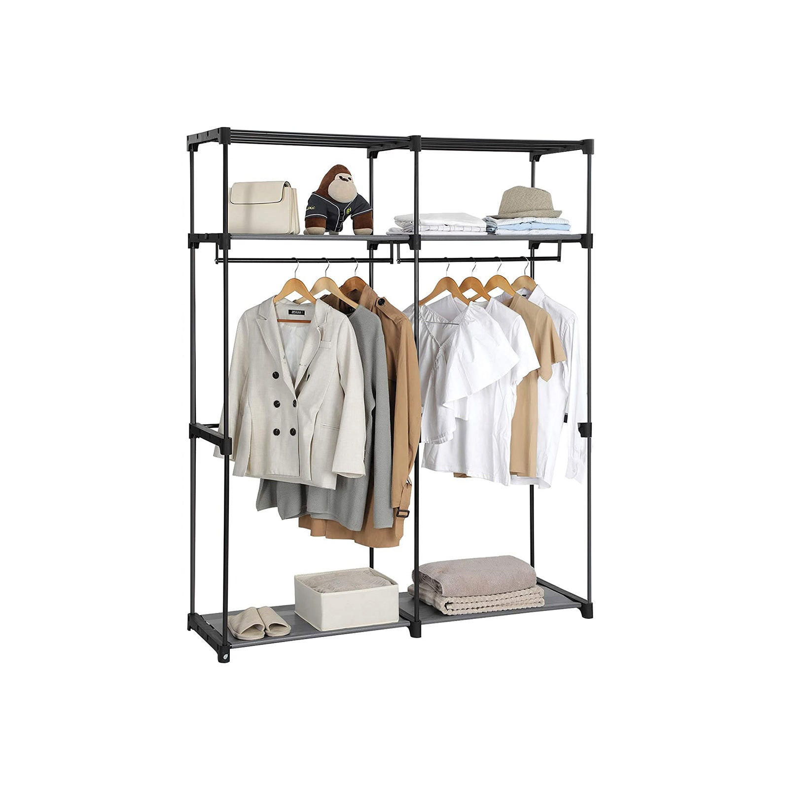 STOFFSCHRANK Antananarivo - Grau, Kunststoff (43/174/140cm) - Hansiro