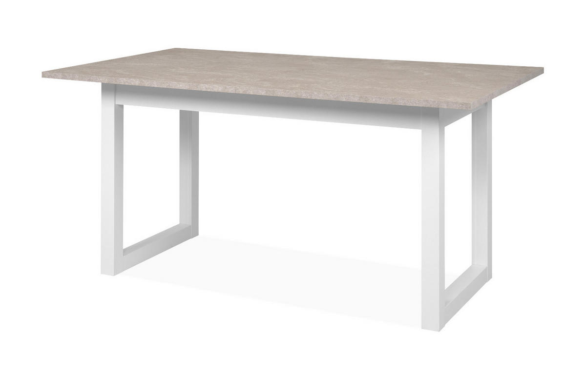 ESSTISCH weiß, Sandstein 160 - 200 cm, Küchentisch ausziehbar - Sandfarben/Weiß, Holzwerkstoff (90/160/75cm) - Furn.Design