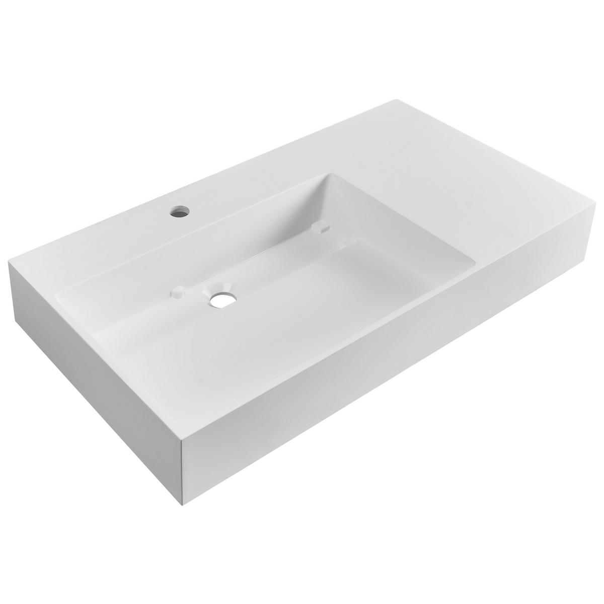 HÄNGEWASCHBECKEN Weiß 90/48 cm Mineralguss Cusco - Weiß, Naturmaterialien (90/13/48cm) - Beliani