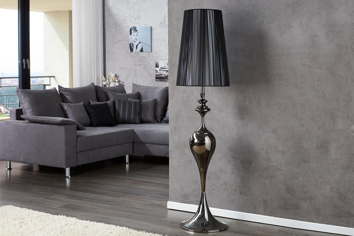 STEHLEUCHTE LUCIE Metall Schwarz 160 cm - Schwarz, Metall (40/40/160cm) - riess-ambiente