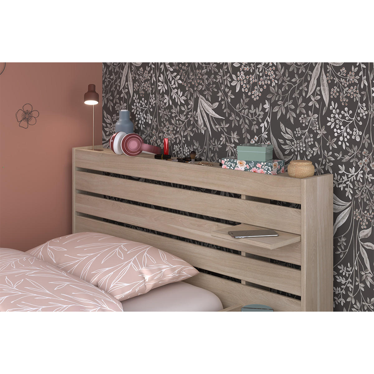 STAURAUMBETT Escale 1 90x200cm Japanische Eiche - Apfelbaumfarben, Holz/Holzwerkstoff (90/190cm) - Calicosy