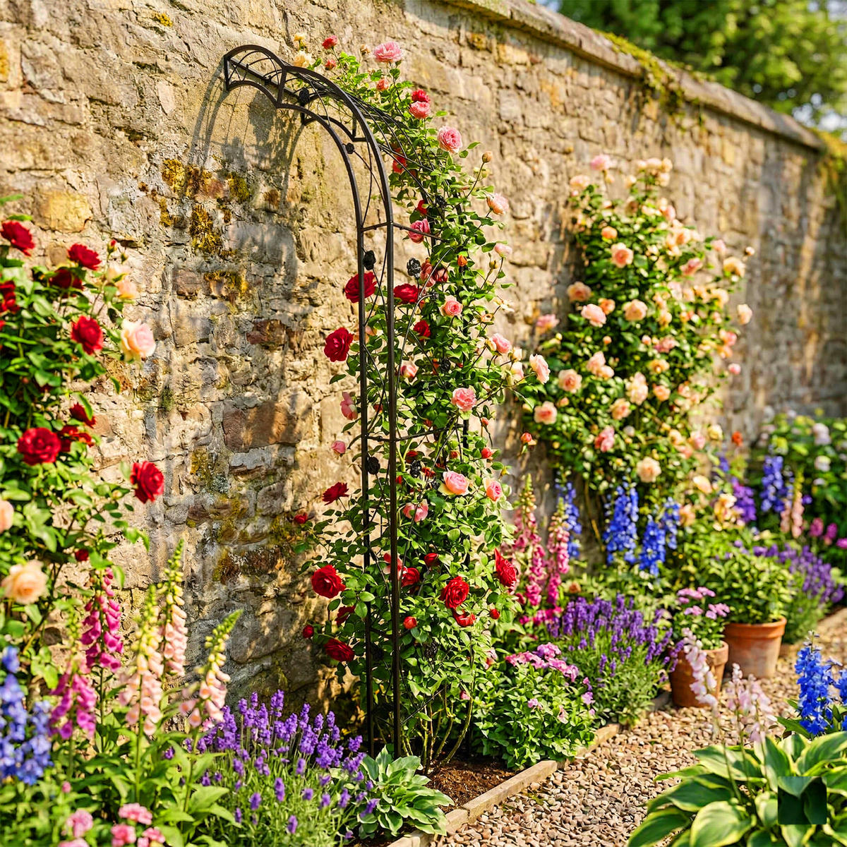 OBLÚK ruží - čierna, kov (150/250/39cm) - Relaxdays