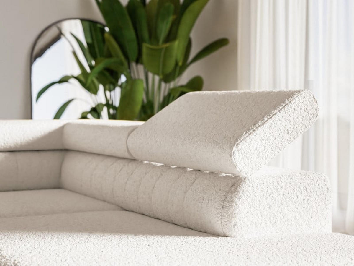 ECKSOFA MIlch Catch Me 01 Goldene Beine Rechts - Ecru/Weiß, Textil (203/274cm) - Sepro Meble