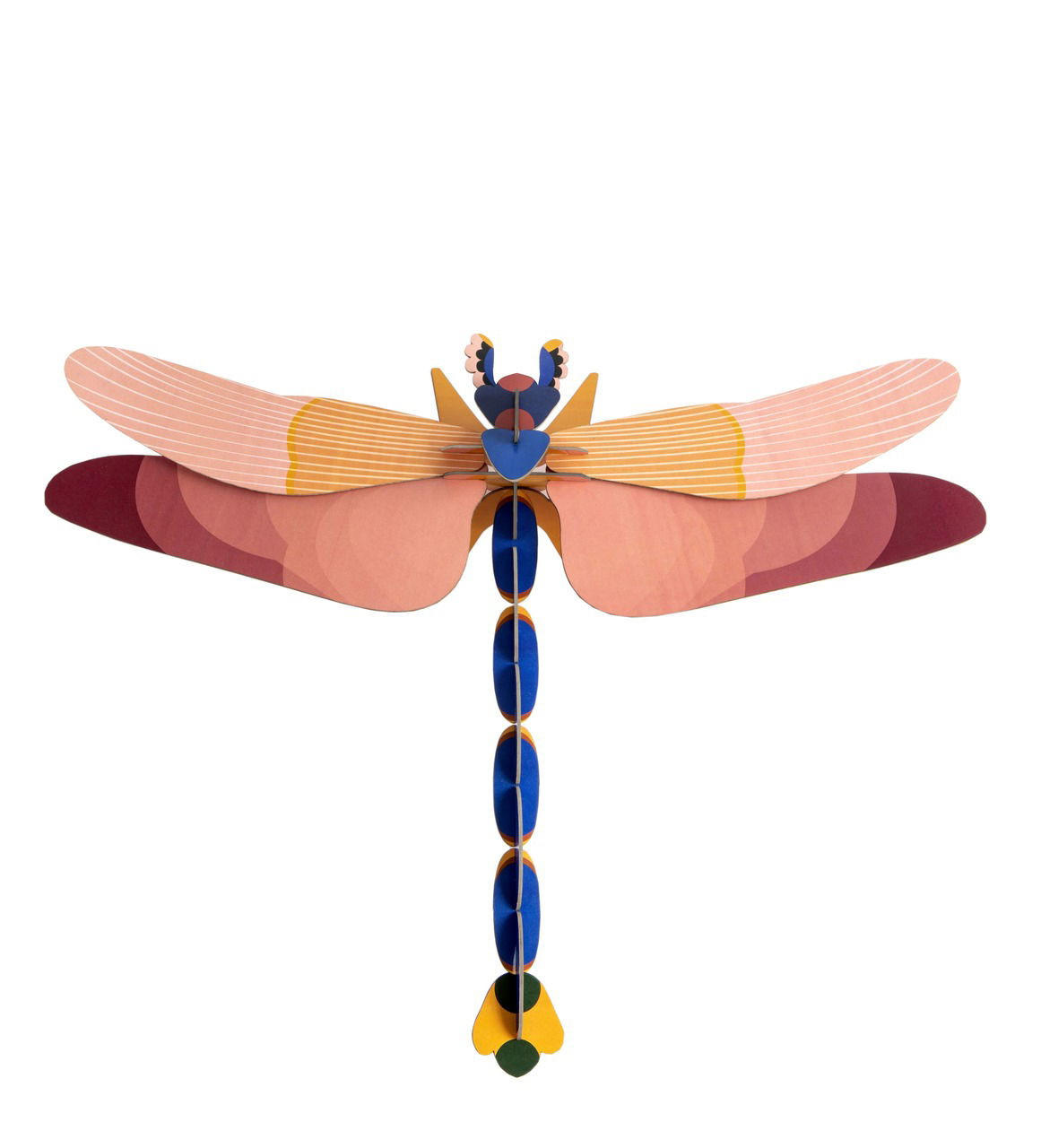 WANDDEKO Libelle 90/13 cm - Blau/Pink, Wellpappe (90/13/75cm) - KUNSTLOFT