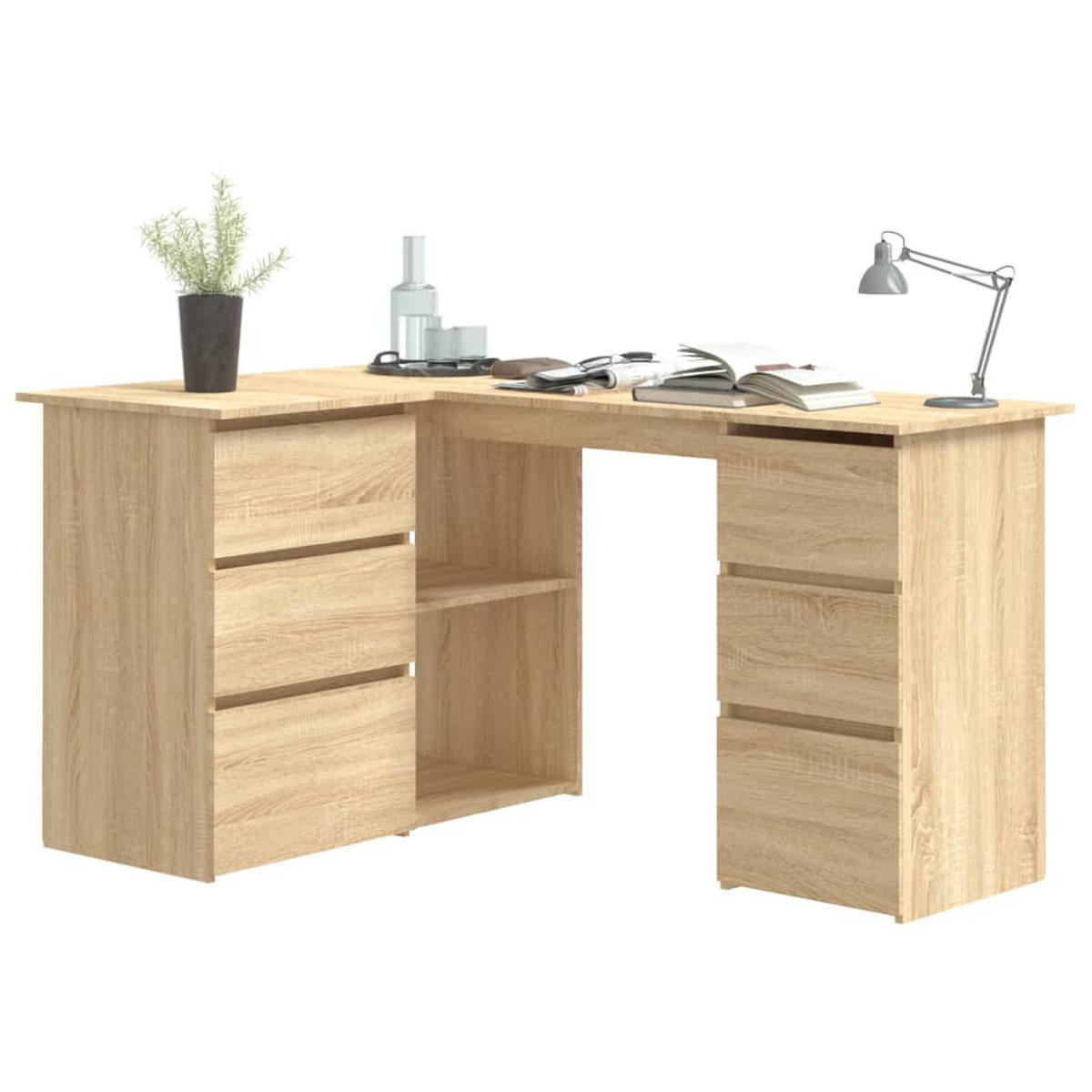 ECKSCHREIBTISCH Sonoma-Eiche 145x100x76 cm Holzwerkstoff - Braun, Holzwerkstoff (145/100/76cm) - furnicato