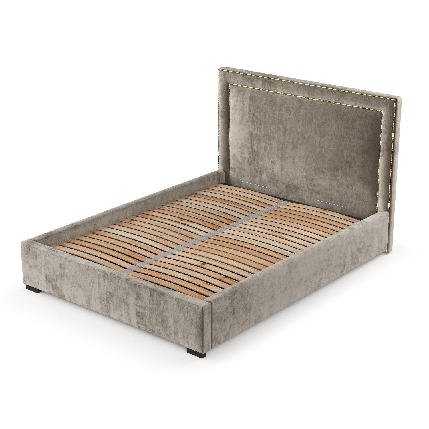 POLSTERBETT Como Beige 120/200 cm im Chenille-Stoff - Beige/Schwarz, Holz/Holzwerkstoff (120/200cm) - Maison de Reve