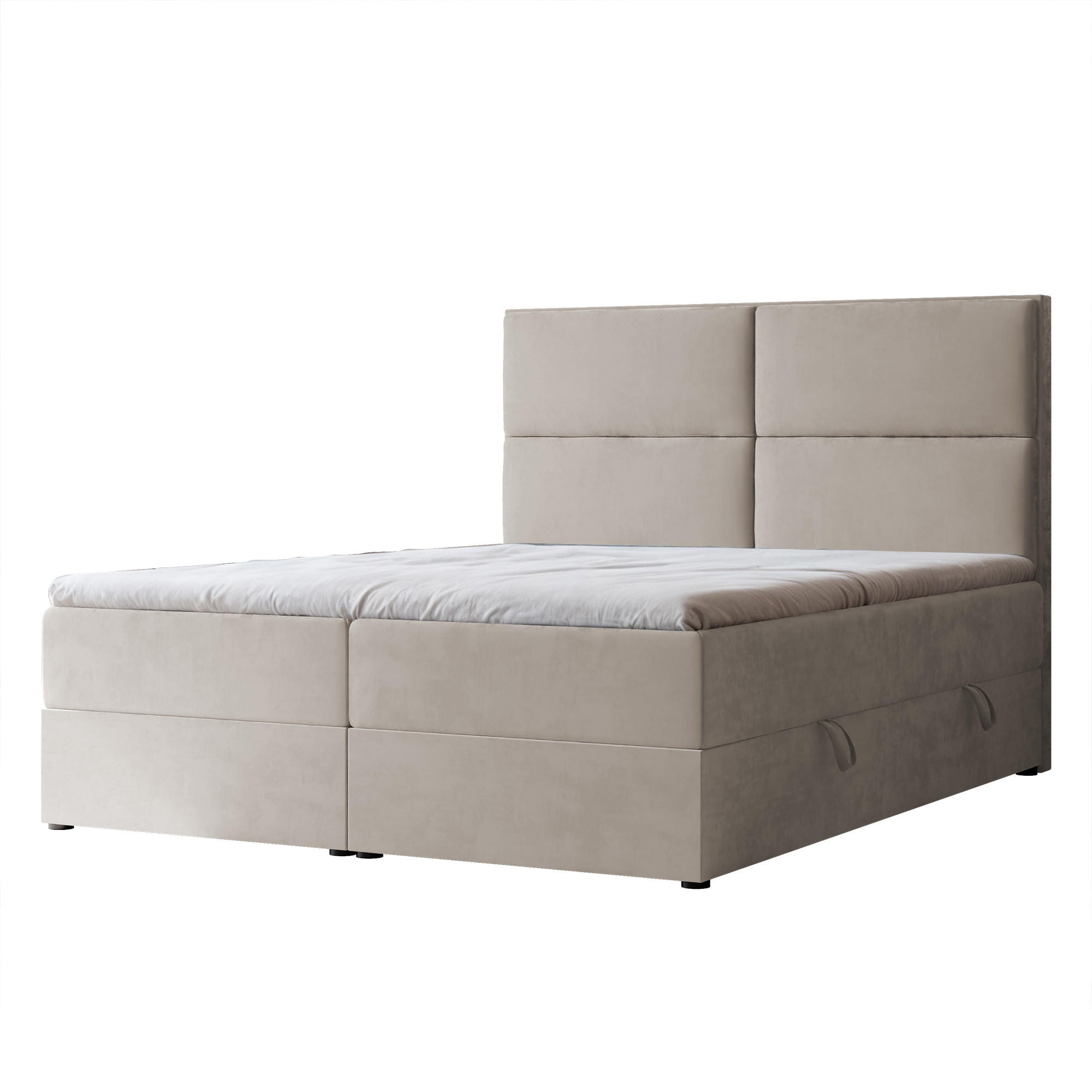 BOXBETT 120x200 cm mit Topper - Beige, Holzwerkstoff/Textil (120/200cm) - Idohome
