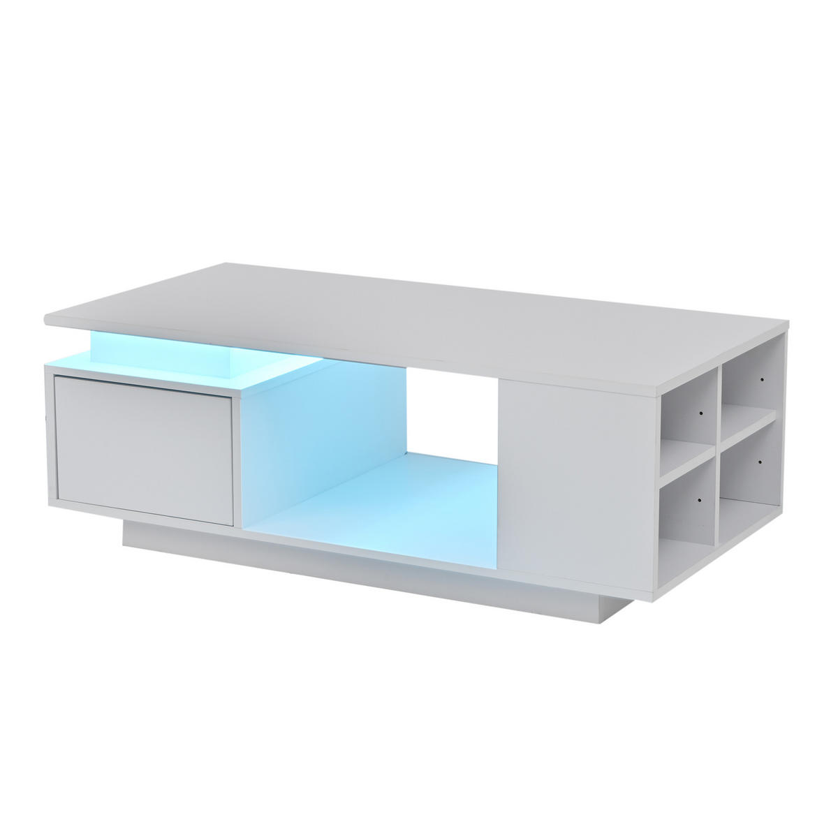 COUCHTISCH DE-064 LED Weiß - Weiß, Holzwerkstoff (50/100/36cm) - ComfortXL