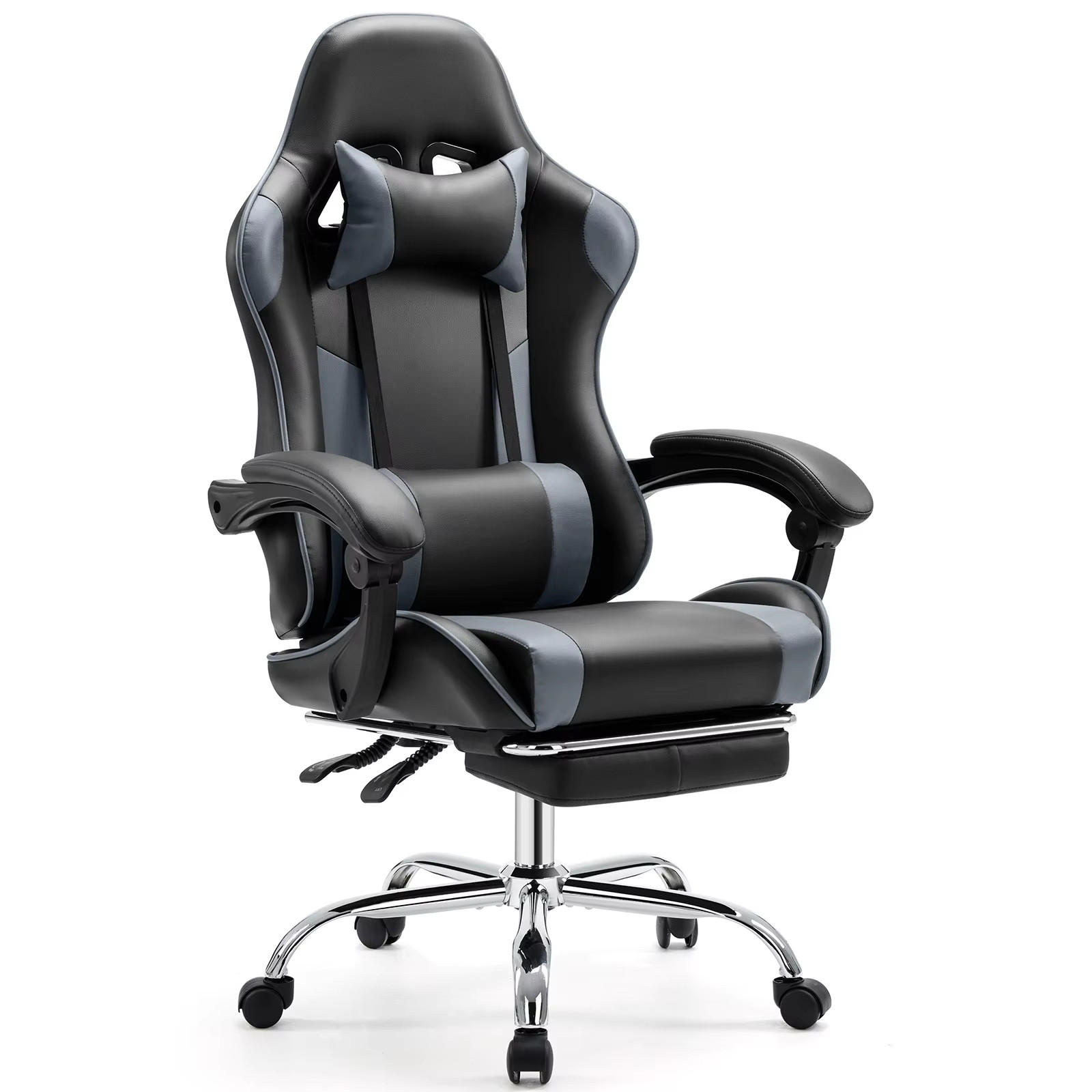 GAMINGSTUHL PU-Leder Ergonomischer Computerstuhl Grau - Grau, Metall (55.55/133/52cm) - Kaket