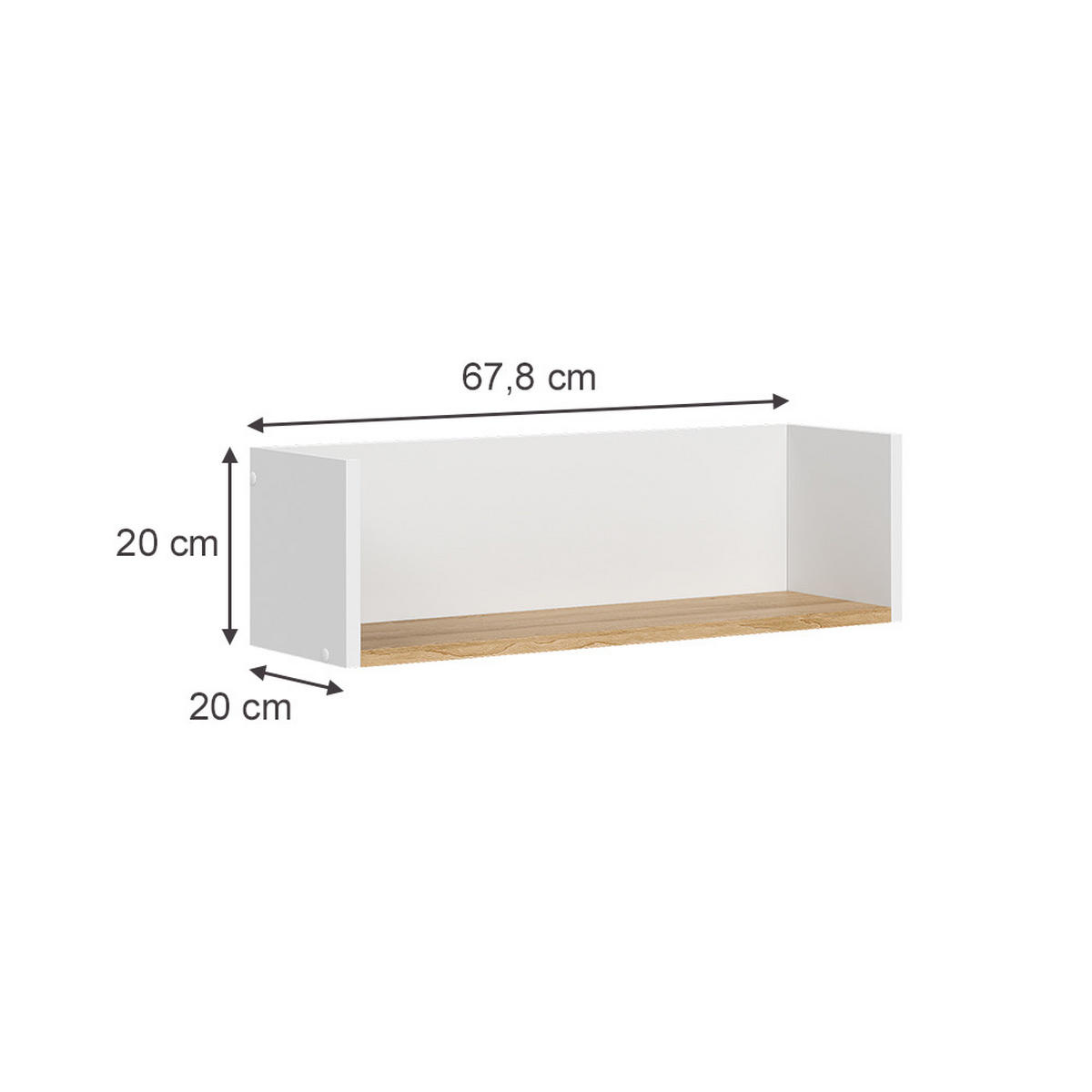 STĚNOVÁ POLICE Viktor Bílá/Artisan - bílá, kompozitní dřevo (67.8/20/20cm) - Vicco