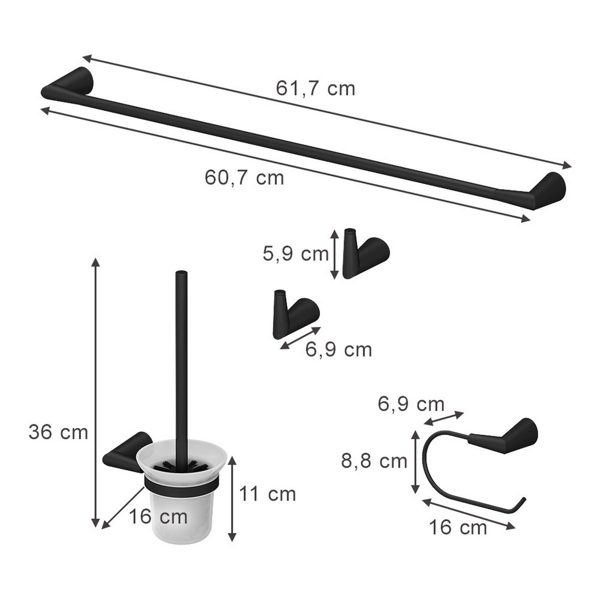 SADA KOUPELNOVÝCH DOPLŇKŮ Tauri Černá - černá, kov (16/8.8/6.9cm) - Vicco