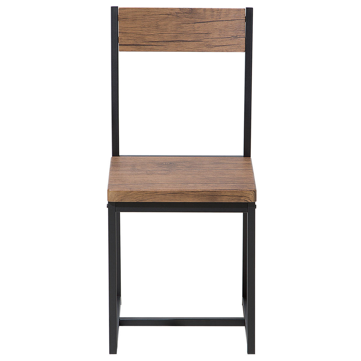 ESSGRUPPE Dunkelbraun Stahl 6-Sitzer 150 cm Laredo - Schwarz, Holzwerkstoff (150/75/90cm) - Beliani