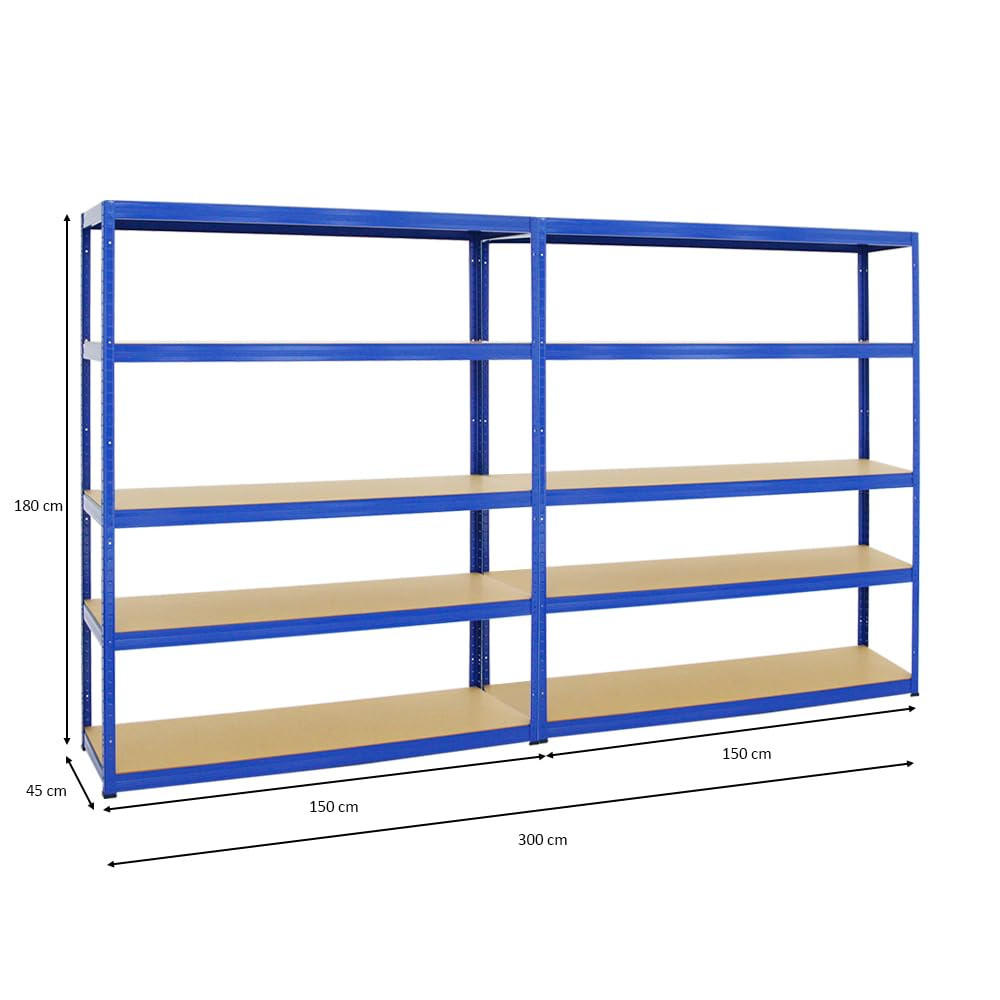 SCHWERLASTREGAL Giant Elephant 2er-Set mit 2x 180x150x45 cm Fachlast 200 kg Blau - Blau, Metall (300/180/45cm) - PROREGAL