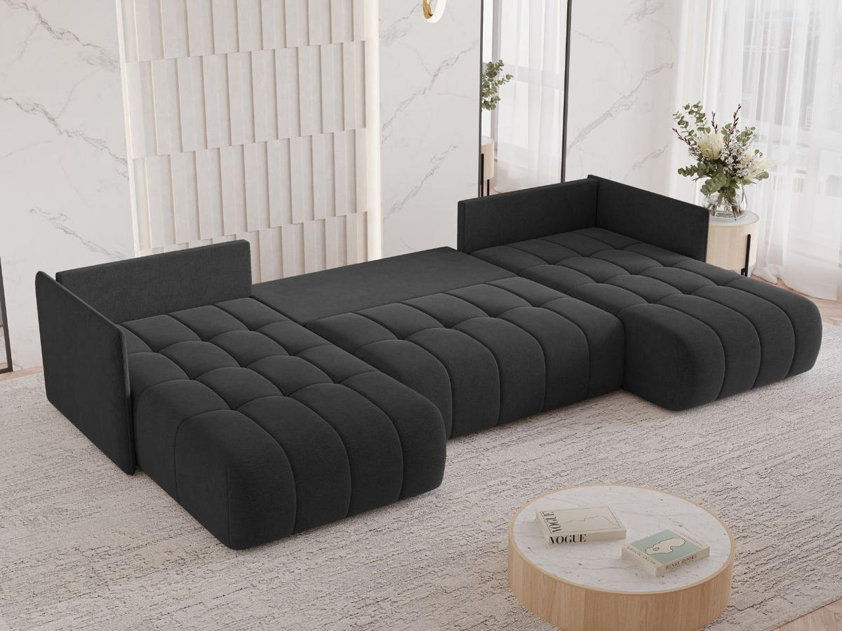 ECKSOFA Ardi U Anthrazit - Anthrazit, Holz/Textil (353/180cm) - Graingold