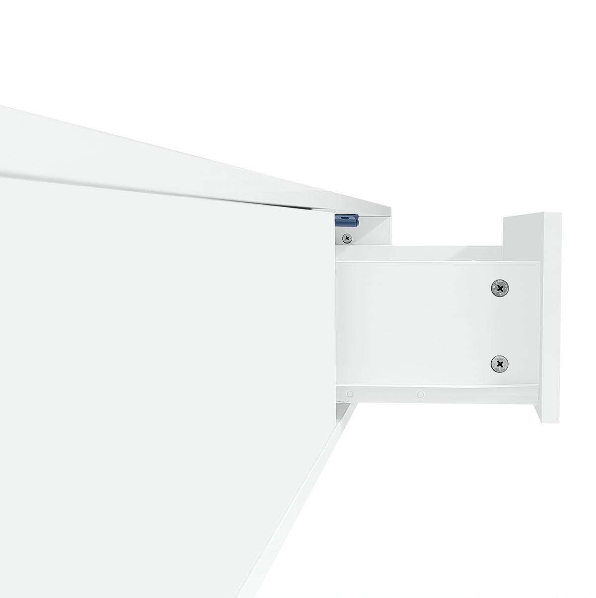 COUCHTISCH 115/55/34 cm weiß hochglänzend mit 2 Schubladen und LED-Beleuchtung - Weiß, Holzwerkstoff (115/55/34cm) - OKWISH