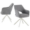 ESSZIMMERSTUHL THOMAS-CLEO 2er-Set 360°drehbar - Weiß/Grau, Textil/Metall (57/88/63cm) - DUBI Möbel