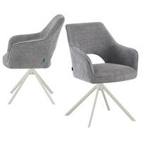 ESSZIMMERSTUHL THOMAS-CLEO 2er-Set 360°drehbar - Weiß/Grau, Textil/Metall (57/88/63cm) - DUBI Möbel