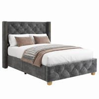 BETT 90x200 cm Samt Grey mit Lattenrost - Grau, Metall (90/200cm) - Meubliv