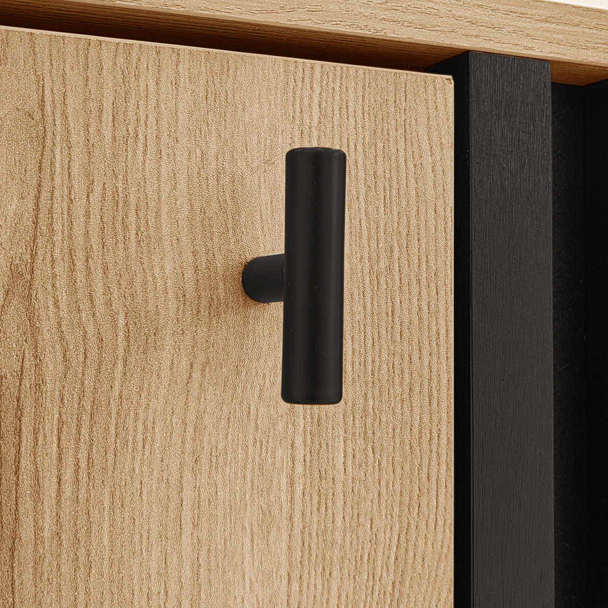 SIDEBOARD 140x78.5x41cm Holz+Schwarz Mit LED & Glas - Naturfarben, Holzwerkstoff (41/78.5/140cm) - FLIEKS