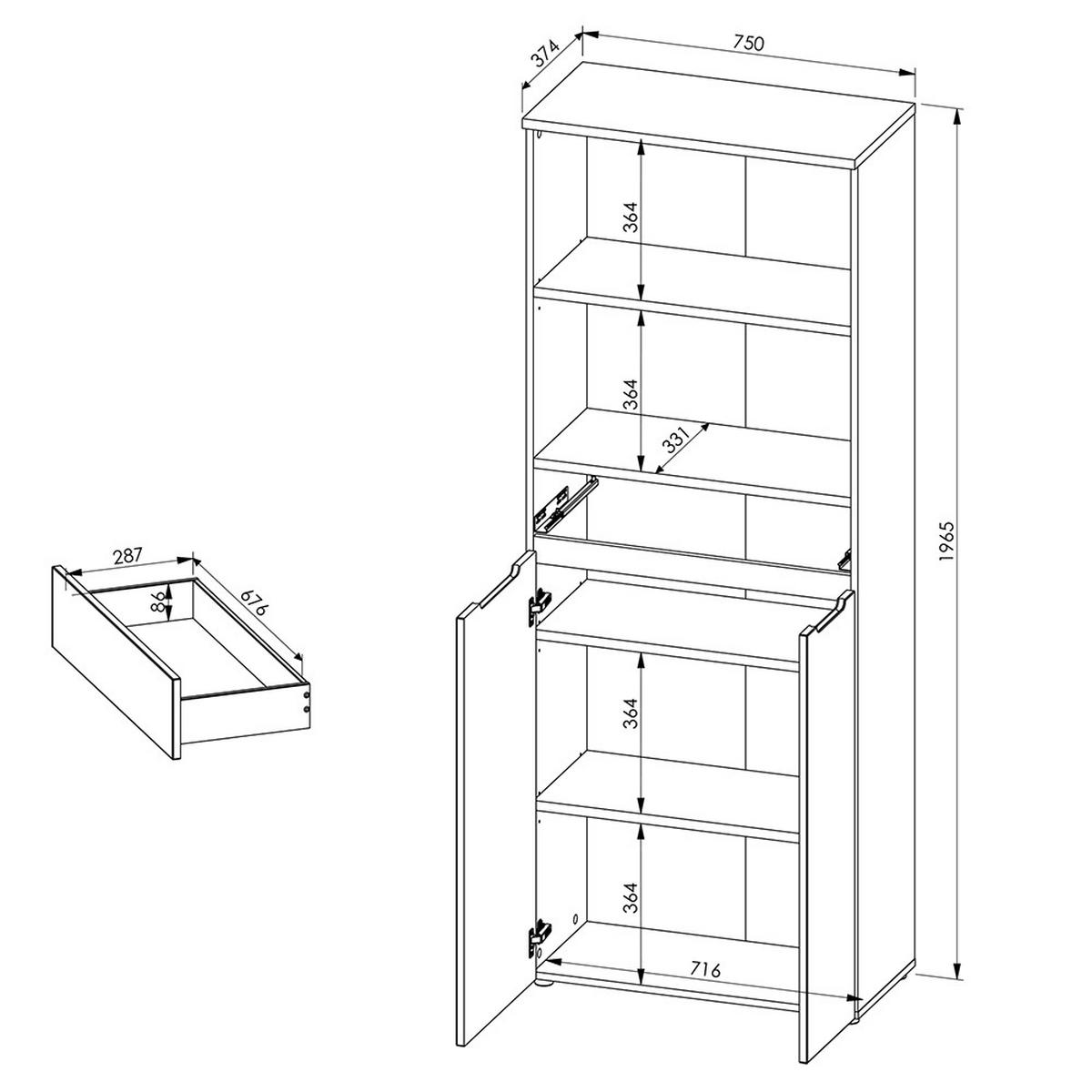 AKTENSCHRANK Manresa-36 - Braun, Holzwerkstoff (75/197/38cm) - Lomado