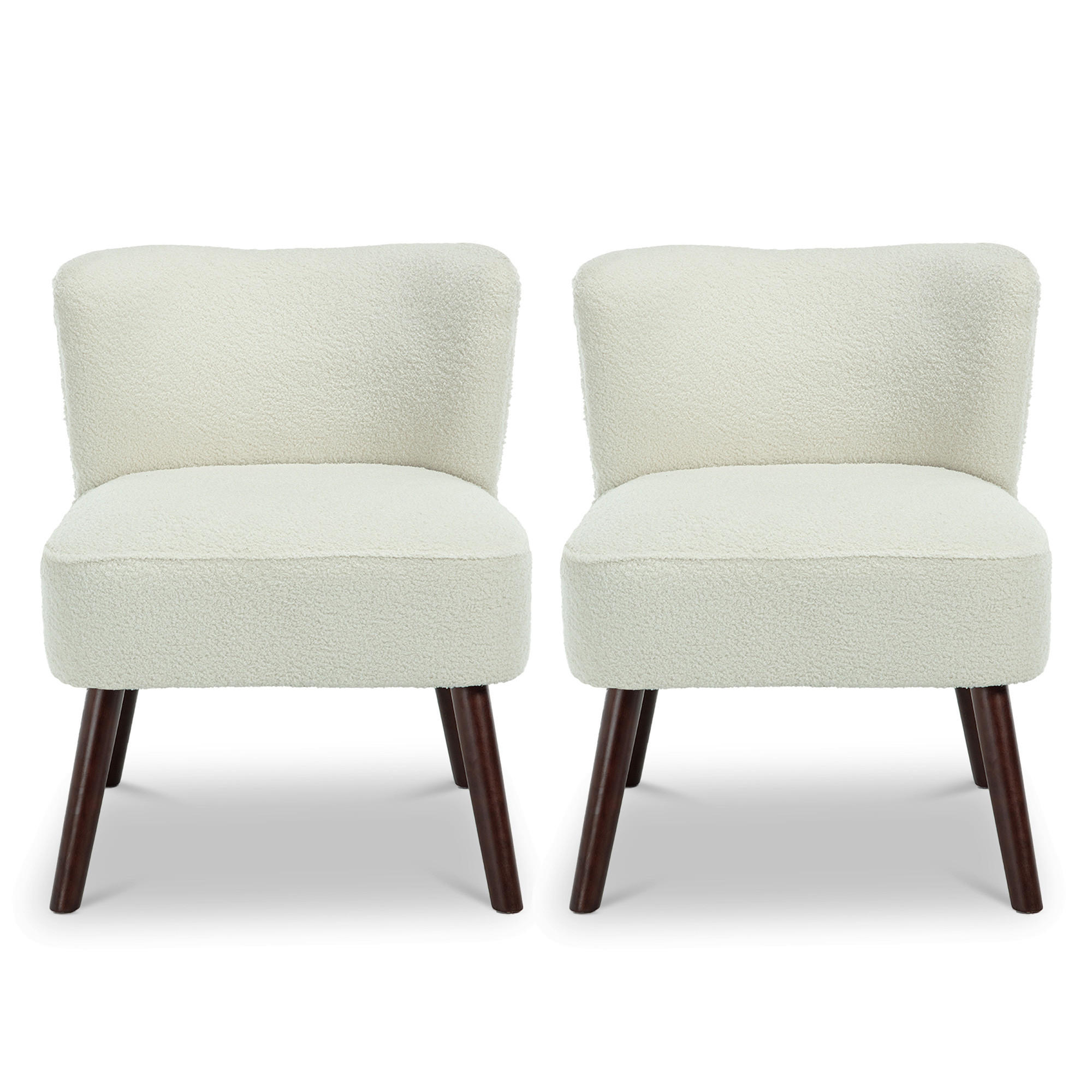 COCKTAILSESSEL 2er-Set Jofi aus weißem Frottee - Dunkelbraun/Weiß, Holz/Textil (56/70.5/67cm) - Sicaan