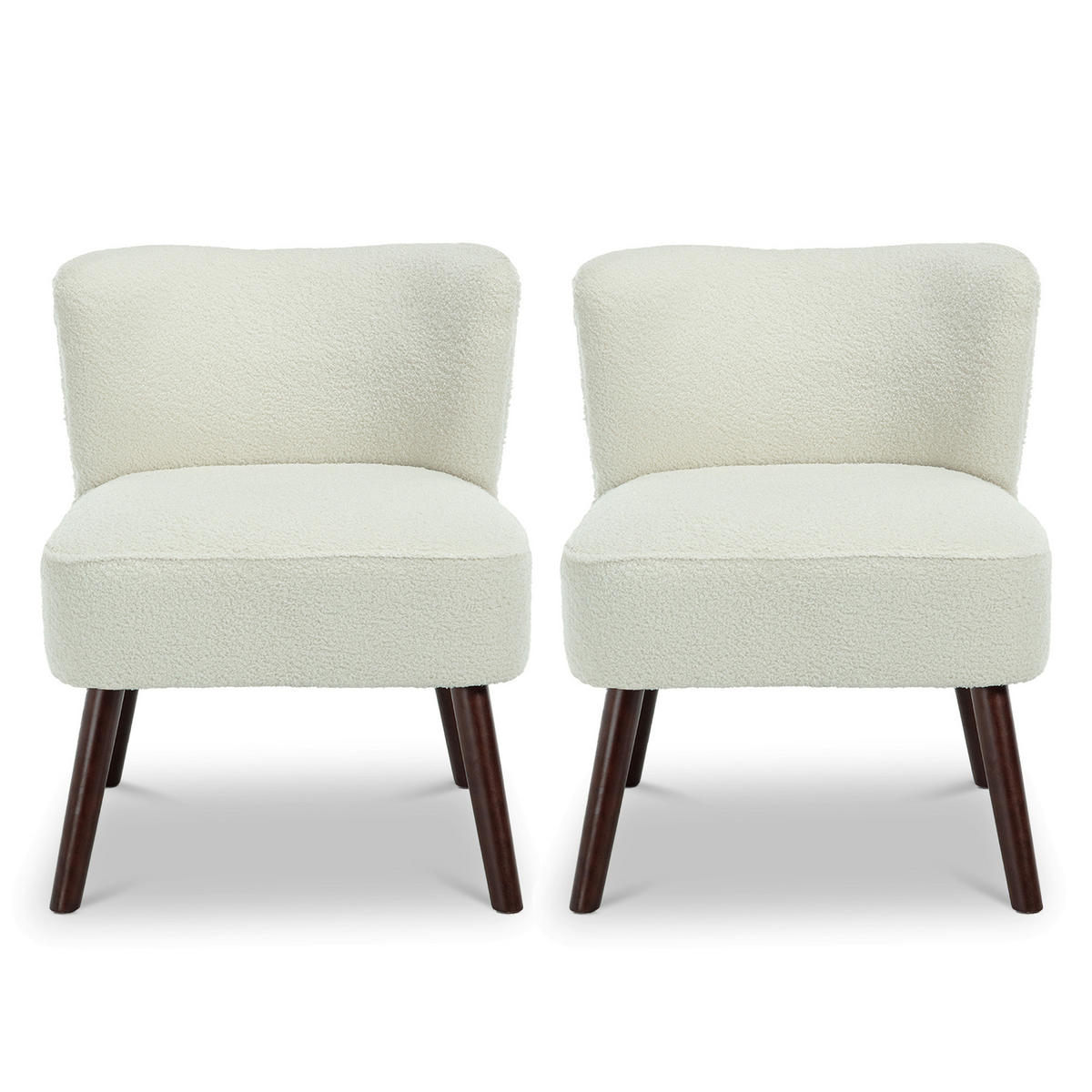 COCKTAILSESSEL 2er-Set Jofi aus weißem Frottee - Dunkelbraun/Weiß, Holz/Textil (56/70.5/67cm) - Sicaan