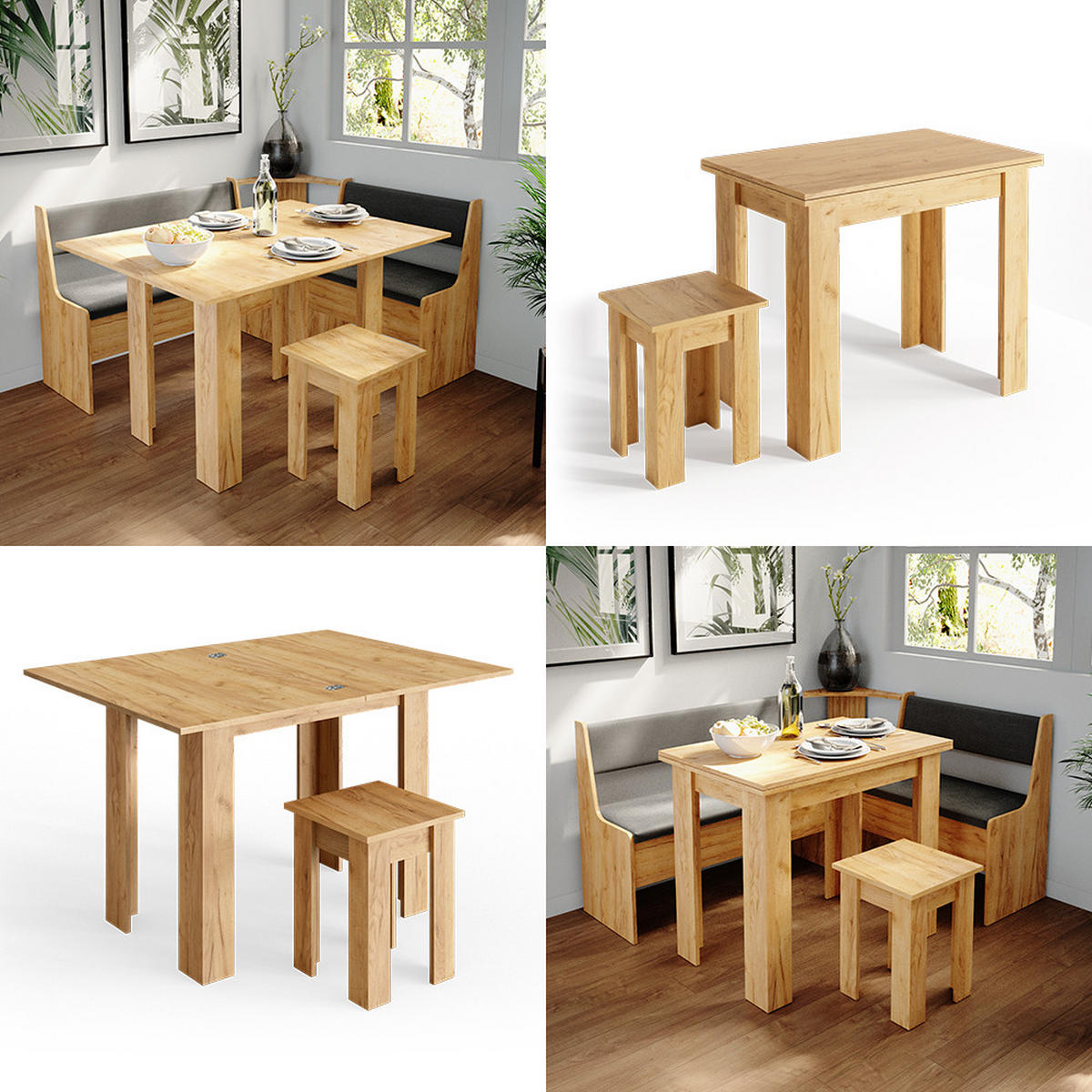 JÍDELNÍ STŮL SE ŽIDLÍ Roman Zlatý mocný dub - medově dubová, kompozitní dřevo (60/76.6/90cm) - Vicco